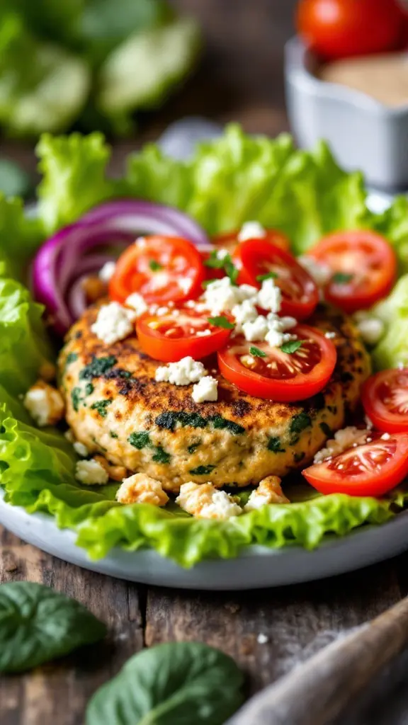 Keto Spinach Feta Turkey Burgers